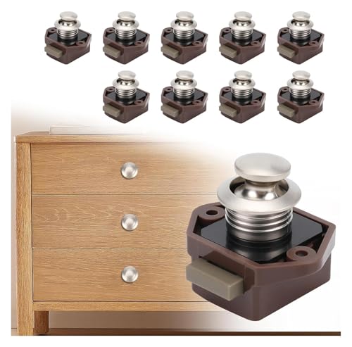 Druckknopf-Verriegelungsschloss, 15–20 mm schlüsselloses Türschloss mit Schraube, Schranktür-Schnappknopf for Wohnwagen, Wohnmobil, Camper, Van, Boot, Schranktür(10pc Brown) von AQCDPJYU