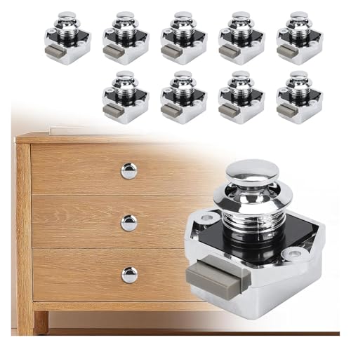 Druckknopf-Verriegelungsschloss, 15–20 mm schlüsselloses Türschloss mit Schraube, Schranktür-Schnappknopf for Wohnwagen, Wohnmobil, Camper, Van, Boot, Schranktür(10pc Silver) von AQCDPJYU