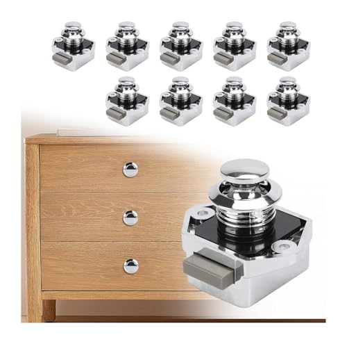 Druckknopf-Verriegelungsschloss, 15–20 mm schlüsselloses Türschloss mit Schraube, Schranktür-Schnappknopf for Wohnwagen, Wohnmobil, Camper, Van, Boot, Schranktür(10pc Silver) von AQCDPJYU