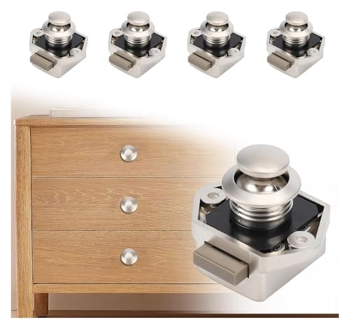 Druckknopf-Verriegelungsschloss, 15–20 mm schlüsselloses Türschloss mit Schraube, Schranktür-Schnappknopf for Wohnwagen, Wohnmobil, Camper, Van, Boot, Schranktür(5pc Nickel) von AQCDPJYU