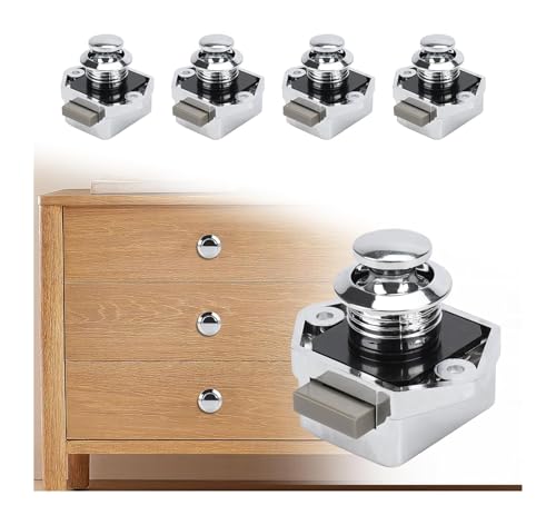 Druckknopf-Verriegelungsschloss, 15–20 mm schlüsselloses Türschloss mit Schraube, Schranktür-Schnappknopf for Wohnwagen, Wohnmobil, Camper, Van, Boot, Schranktür(5pc Silver) von AQCDPJYU