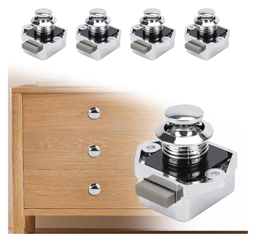 Druckknopf-Verriegelungsschloss, 15–20 mm schlüsselloses Türschloss mit Schraube, Schranktür-Schnappknopf for Wohnwagen, Wohnmobil, Camper, Van, Boot, Schranktür(5pc Silver) von AQCDPJYU