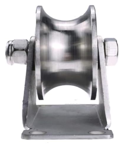 Lenkrolle mit Nut, Hochleistungs-Seilrolle, Richtungsrolle aus Edelstahl 304, Raddurchmesser 100 mm/4 Zoll, Doppellager, for Drahtseilschienen, Schiebetüren(UType) von AQCDPJYU