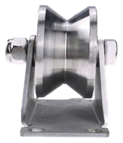 Lenkrolle mit Nut, Hochleistungs-Seilrolle, Richtungsrolle aus Edelstahl 304, Raddurchmesser 100 mm/4 Zoll, Doppellager, for Drahtseilschienen, Schiebetüren(VType) von AQCDPJYU