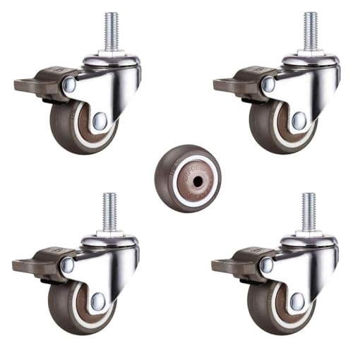 Lenkrollen for Bürostühle, 360 Grad, Lenkrolle for Babybett, Möbelrollen aus Gummi mit Bremsen, sicher, verschleißfest, glatt, geräuschlos, 4er-Set, Gewindeschaft M6/M8/M10(4 Brake,1.5in(Stem M8)) Lenkrollen for Bürostühle, 360 Grad, Lenkrolle for Babybett, Möbelrollen aus Gummi mit Bremsen, sicher, verschleißfest, glatt, geräuschlos, 4er-Set, Gewindeschaft M6/M8/M10(4 Brake,1.5in(Stem M8)) von AQCDPJYU