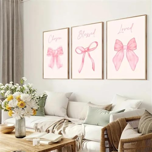 3er Poster Set, Rosa Poster & Kunstdrucke, Rosa Aesthetic Bilder, Poster, Kunstdrucke & Skulpturen, Dopamine Decor Poster Für Schlafzimmer Wohnzimmer, Ohne Rahmen Leinwand Poster (50x70 cm,#02) von AQCQDQ
