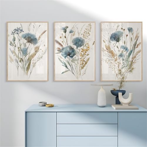 3er Premium Poster Set, Blumengeschichte bilder Kunst Poster, Modern Wanddeko für Wandbilder Wohnzimmer Schlafzimmer und Badezimmer, Ohne Rahmen (21x30 cm) von AQCQDQ