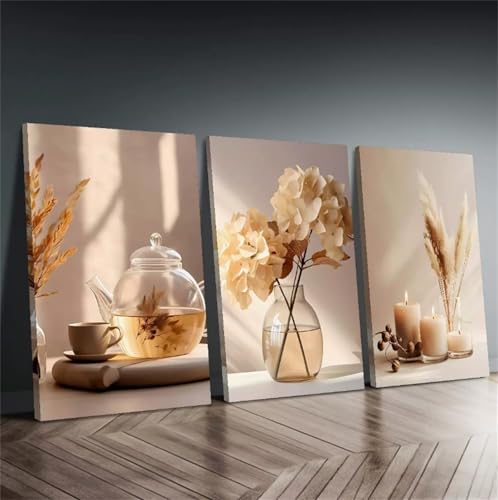 3er Set Poster Boho Bilder, Bohemian Deko Blumen Poster Bilder Aesthetic Wohnzimmer Schlafzimmer Leinwand Bilder Wandbilder, Ohne Rahmen Landschaften Stillleben Bilder Wandposter (50x70 cm,#01) von AQCQDQ