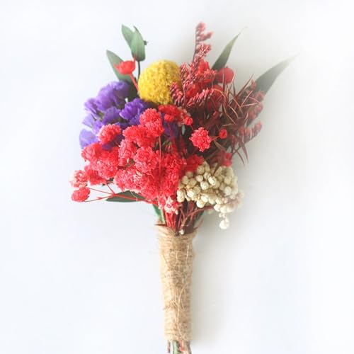 6 Bündel Getrocknete Blumenstrauß Broschen für Hochzeit, Mini Boho Getrocknete Blume Bouquet mit Einer Brosche Mini Natürliche Echte Pflanzen für Hochzeit Tisch DIY Handwerk (4 Stück,AS10) von AQCQDQ