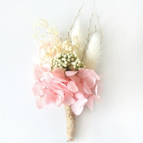 6 Bündel Getrocknete Blumenstrauß Broschen für Hochzeit, Mini Boho Getrocknete Blume Bouquet mit Einer Brosche Mini Natürliche Echte Pflanzen für Hochzeit Tisch DIY Handwerk (6 Stück,AS08) von AQCQDQ