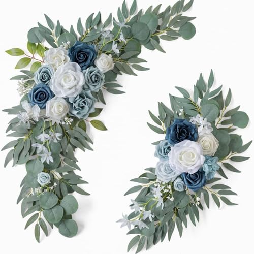 AQCQDQ 2 Stück Kunstblumen Hochzeitsdeko Künstliche Blumen, Weiße Künstliche Hochzeitsbogen Blumen Set, Pfingstrosen, Girlande, Tafelaufsätze, Blumenarrangement für Zeremonie, Empfang (blau 1,60cm) AQCQDQ 2 Stück Kunstblumen Hochzeitsdeko Künstliche Blumen, Weiße Künstliche Hochzeitsbogen Blumen Set, Pfingstrosen, Girlande, Tafelaufsätze, Blumenarrangement für Zeremonie, Empfang (blau 1,60cm) von AQCQDQ