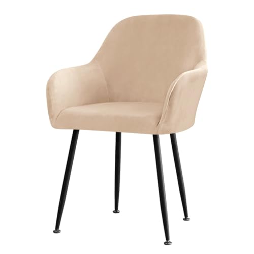 AQCQDQ 2 Stück Stuhlhussen mit Gebogener, Strech Bürostuhl Bezug, Rückenlehne für Esszimmer und Schreibtischstühle, Samt Schonbezug mit Armlehnen (Beige Grau) von AQCQDQ