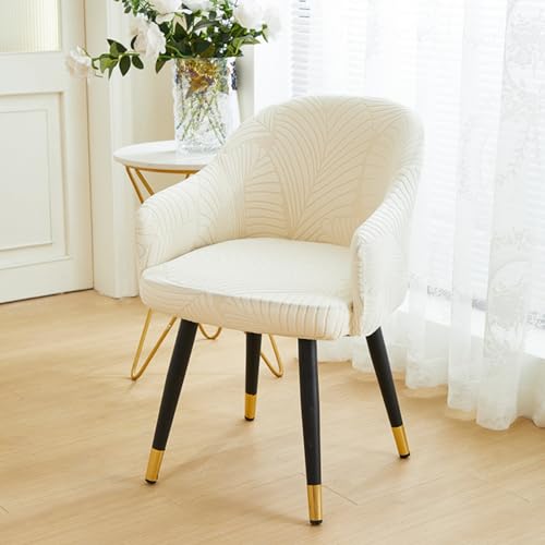 AQCQDQ 2 Stück Stuhlhussen mit Gebogener, Strech Bürostuhl Bezug, Rückenlehne für Esszimmer und Schreibtischstühle, Schonbezug mit Armlehnen (Beige) von AQCQDQ