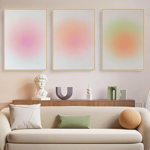 AQCQDQ 3 Poster Set, Rosa Farbverlauf Aura Nummer Wandbilder, Enthusiasm 3 Panels Bunte Farbverlauf Poster-Sets, Für Schlafsaal Teen Mädchen Zimmer Deko Leinwand Wandkunst, Ohne Rahmen (30 x 40CM) von AQCQDQ