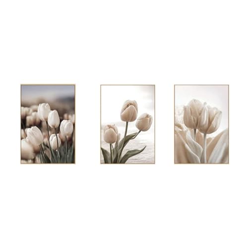 AQCQDQ 3er Premium Poster Set, Aesthetic Blume Bilder Deko Schlafzimmer, Tulpe Leinwand Stilvolle Wandbilder Für Wohnzimmer Schlafzimmer Ohne Rahmen (30 x 40CM) von AQCQDQ