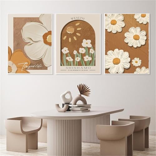 AQCQDQ 3er Set Poster Grün Aquarell Wandbilder Wohnzimmer Schlafzimmer, Frühling Blumen Aesthetic Boho Bilder, Ohne Rahmen Leinwand Bild Wohnzimmer Schlafzimmer Badezimmer Wanddeko (40x50 cm,#02) von AQCQDQ