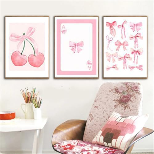 AQCQDQ 3er Set Rosa Farbverlauf Aura Poster, Aesthetic Bilder Rosa Poster, Kirsche Schmetterling Wandcollagen Aesthetic Deko Poster Set Für Schlafsaal Teen Mädchen Zimmer Deko (30x40 cm,#03) von AQCQDQ