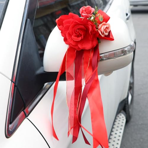 AQCQDQ Autoschleifen Seidenblume Hochzeit Simulation Blume, Autoschmuck künstliche Blume Rückspiegel Türgriffdekorationen Hochzeit Stuhl Zurück für Kirche Hochzeitsauto Brautwagen Deko (2 Stück,rot) AQCQDQ Autoschleifen Seidenblume Hochzeit Simulation Blume, Autoschmuck künstliche Blume Rückspiegel Türgriffdekorationen Hochzeit Stuhl Zurück für Kirche Hochzeitsauto Brautwagen Deko (2 Stück,rot) von AQCQDQ