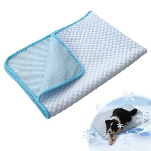 AQCQDQ Haustier Kühlmatte, Selbstkühlend Haustiermatte Aus Eisseide Für Hunde Und Katzen, Waschbares Kühlkissen Sommer Cooling Mat Dog, Kühlendes Sofabett Für Sofa, Fußboden, Auto (Blau,XXL) von AQCQDQ