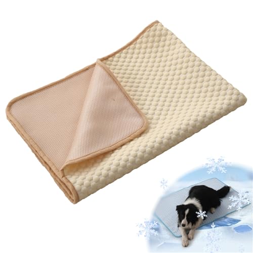 AQCQDQ Haustier Kühlmatte, Selbstkühlend Haustiermatte Aus Eisseide Für Hunde Und Katzen, Waschbares Kühlkissen Sommer Cooling Mat Dog, Kühlendes Sofabett Für Sofa, Fußboden, Auto (Gelb,XL) von AQCQDQ