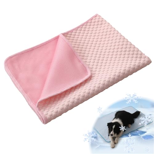 AQCQDQ Haustier Kühlmatte, Selbstkühlend Haustiermatte Aus Eisseide Für Hunde Und Katzen, Waschbares Kühlkissen Sommer Cooling Mat Dog, Kühlendes Sofabett Für Sofa, Fußboden, Auto (Rosa,XXL) von AQCQDQ