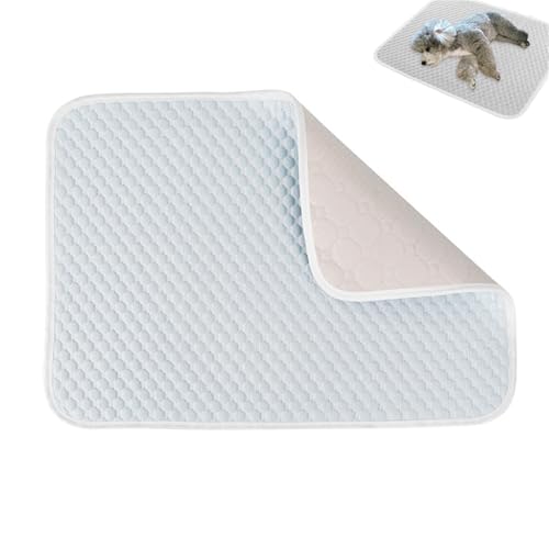 AQCQDQ Kühlmatte Für Hunde Katzen, Kühldecke Waschbares Sommer Kühlkissen, Selbstkühlend Haustiermatte Weich Und Atmungsaktiv Kühlmatte Faltbar Für Sofa, Fußboden, Auto (Blau,50x70 cm) von AQCQDQ