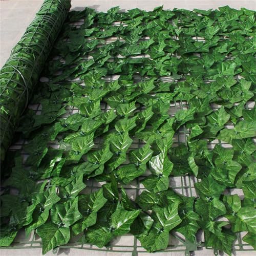 AQCQDQ Künstliche Efeu Garten Sichtschutz 100x200cm,Sichtschutzzaun Efeu,Mehrfachgröße Efeu Sichtschutz,grüner Efeuzaun mit verstärkter Verbindung, künstliche Hecken mit Weinblättern (100x300cm,7) von AQCQDQ