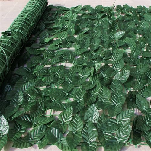 AQCQDQ Künstliche Efeu Garten Sichtschutz 100x200cm,Sichtschutzzaun Efeu,Mehrfachgröße Efeu Sichtschutz,grüner Efeuzaun mit verstärkter Verbindung, künstliche Hecken mit Weinblättern (50x100cm,4) von AQCQDQ