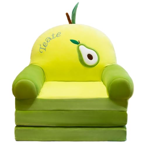 AQCQDQ Rückenlehne Sessel 2 in 1 Faltbares Kindersofa, Sofa Plüsch Weich Niedlich Cartoon Couch Bett, Klappbares Kindersofa Kinderzimmer, Plüsch Klappbares Sofa für Kinder, mit Armlehnen (Grün) von AQCQDQ