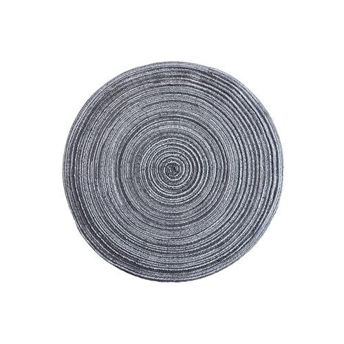 AQCQDQ Tischsets Abwaschbar, Platzset Schmutzabweisend und Waschbare Hitzebeständig, Herstellung von Baumwollgarn Abgrifffeste, für Küche Speisetisch Hotel (Silber Seide Schwarz Grau,36 cm (6er)) von AQCQDQ