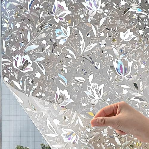 Fensterfolie Blickdicht Sichtschutzfolie Fenster Selbsthaftend, Blickdicht Fensterfolie Statisch Haftend Sichtschutzfolie, Selbstklebend Klebefolie Milchglasfolie Fenster (A,120 cm x 100 cm) von AQCQDQ