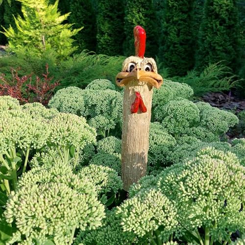 Lustige Hühnerhals Gartendeko Gartenstecker Lustig verstecktes Huhn Figuren Har, Harz Hühnerhals Gartendeko, Huhn Gartenstecker, Wetterfest Huhn GartenFigur, 24 cm hoch Lustige Deko (Hühnchen,25cm) von AQCQDQ