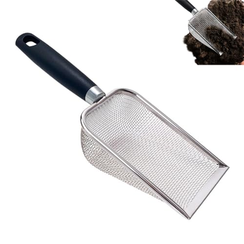 Sandsieb-Schaufel, Kompostsieb Garten Sandsieb mit Griff, Sandsieb Aus Rostfreiem Edelstahl, Gartensandsieb für Kompostikkraut, Sand, Kies und Samen Gartenwerkzeug (Masche-2 mm) von AQCQDQ