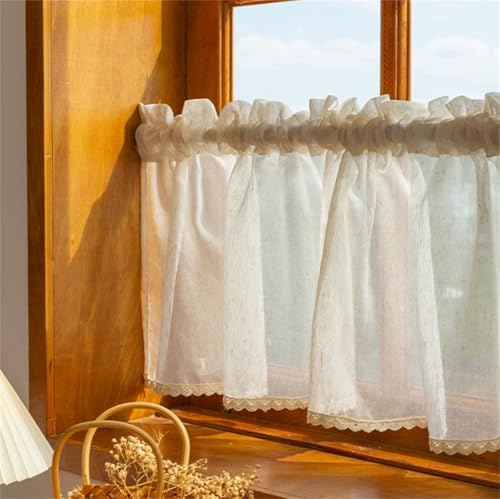 Scheibengardine Bistrogardine Boho Blickdicht Spitze Scheibengardine Häkelgardine Landhaus Kurzgardine Landhausstil Vintage Baumwolle Stoff Halbe Gardinen Fenster Für Kleine Fenster (BxH 200x40 cm) von AQCQDQ