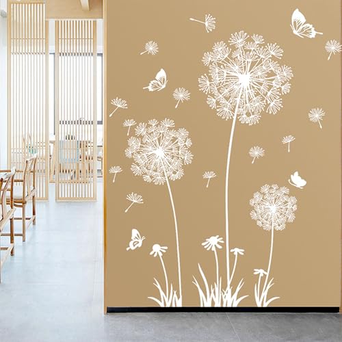 Wandtattoo Pusteblume,Blumen Wandaufkleber Wandtatto Blumen,Pusteblume Fensterbilder Wandsticker Schlafzimmer Wohnzimmer Sofa Hintergrund für Küche Bad Flur Fenster (30 * 90 cm,2 Sätze) von AQCQDQ