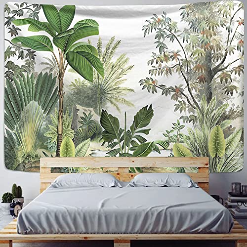 AQHYCJT Tropischer Pflanzendruck, Kunstteppich, Wandbehang, Palmenblätter, Flamingo, Kaktus, Malerei, Polyester-Teppich, Wanddekoration (W) 200×(H) 150CM von AQHYCJT