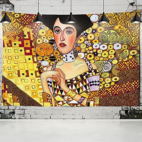 Gustav Klimt Ölgemälde Tapisserie Wandbehang Kuss Von Gold Abstrakte Kunst Dekoration Polyester Decke Yogamatte Home Schlafzimmer Kunst Personalisieren (B) 150×(H) 130CM C von AQHYCJT