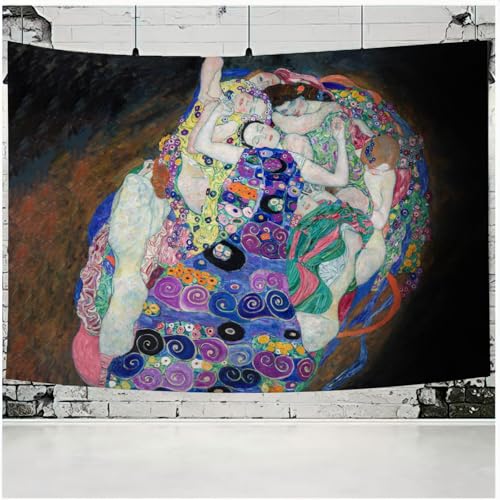 Gustav Klimt Ölgemälde Tapisserie Wandbehang Kuss Von Gold Abstrakte Kunst Dekoration Polyester Decke Yogamatte Home Schlafzimmer Kunst Personalisieren (B)200×(H)150CM H von AQHYCJT