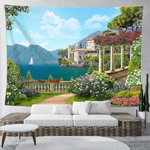 Naturlandschaft vor dem Fenster, bedruckter Wandteppich, Wandbehang, Wandteppiche, Heimdekoration (W)230×(H)180CM von AQHYCJT