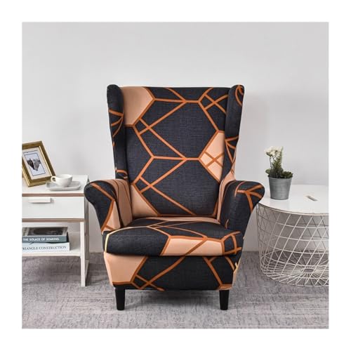 AQIGR 2 Teilig Ohrensessel Überzug, Sessel-Überwürfe Ohrensessel Schonbezüge Bezug Sesselhusse Elastisch Stretch Universal Tiger Stuhlbezug mit Armlehne Hohe Rückenlehne(Color 3) von AQIGR