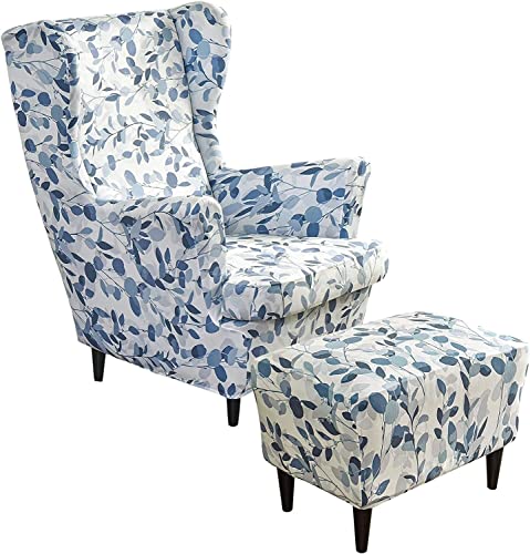 AQIGR 2 Teilig Ohrensessel Überzug Mit Ottomane Schonbezug Stretch Sessel Überwürfe Ohrensesselbezüge Bezug Sesselhusse Tiger Stuhlbezug (Color : #35) von AQIGR
