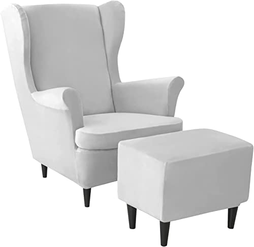 AQIGR 2 Teilig Ohrensessel Überzug Mit Ottomane Schonbezug Stretch Sessel Überwürfe Ohrensesselbezüge Bezug Sesselhusse Tiger Stuhlbezug (Color : #8) von AQIGR