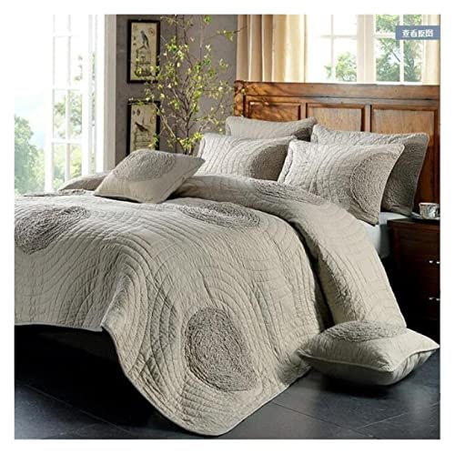 AQIGR 3 Teilig Tagesdecke Bettüberwurf Beige/Grau/Weiß Tagesdecken mit Kissen Set 230x250/240x260cm Bettüberwurf Bett Sofa Quilt mit 2 Kissenbezüge (Color : Gray, Size : 220x240cm) von AQIGR