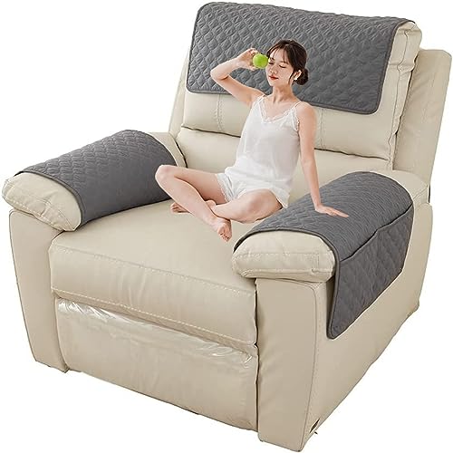AQIGR Armlehnenschoner, Sesselschoner, Couch Kopfstützenbezug，für 1/2/3 Sitzer Schonbezüge Möbelschutz für Sofa, Stuhl (Color : #9, Size : 1 Seat/3 Piece Set) von AQIGR