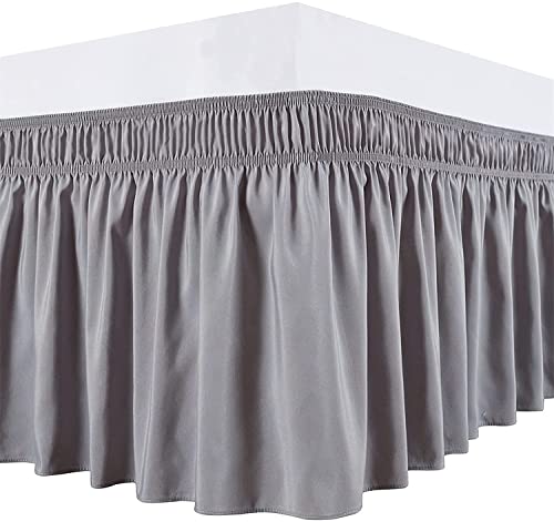 AQIGR Bettrock 140x200 180 x 200 200x200 gebürstetes Polyester, mit DREI Stoffseiten, elastischer Staub-Rüschen, leicht anzubringen, mit 38cm Länge (Color : Gray, Size : 150x200+38cm) von AQIGR
