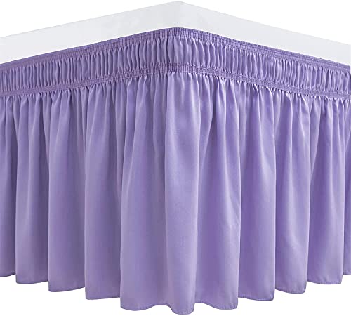 AQIGR Bettrock 140x200 180 x 200 200x200 gebürstetes Polyester, mit DREI Stoffseiten, elastischer Staub-Rüschen, leicht anzubringen, mit 38cm Länge (Color : Purple, Size : 180x200+38cm) von AQIGR
