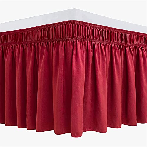 AQIGR Bettrock 140x200 180 x 200 200x200 gebürstetes Polyester, mit DREI Stoffseiten, elastischer Staub-Rüschen, leicht anzubringen, mit 38cm Länge (Color : Red, Size : 150x200+38cm) von AQIGR