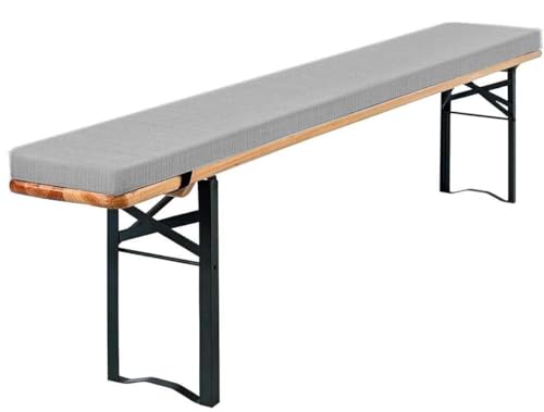 Bierbankauflage Gepolstert für Bierzeltgarnitur Bankauflage 220x25 180x23 200x30 Waschbare Bierbankauflagen Gepolstert Auflage für Biertisch & Partyzeltgarnitur(Hellgrau,110x23x3cm) von AQIGR