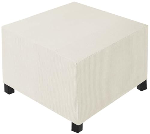 AQIGR Hockerbezug Quadratisch 40x40 60x60 55x55 80x80 45x45 35x35 100x100 Elastischer Ottomane Schonbezug Abdeckung Überzug Hocker Protector Waschbar Hockerabdeckung(Beige,L 55 x W 55xH 40cm) von AQIGR
