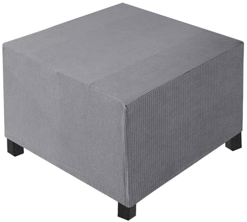 AQIGR Hockerbezug Quadratisch 40x40 60x60 55x55 80x80 45x45 35x35 100x100 Elastischer Ottomane Schonbezug Abdeckung Überzug Hocker Protector Waschbar Hockerabdeckung(Hellgrau,L 50 x W 50xH 40cm) von AQIGR